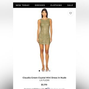 NWT $1170 LÀ FUORI CLAUDIA GREEN CRYSTAL MINI DRESS XS